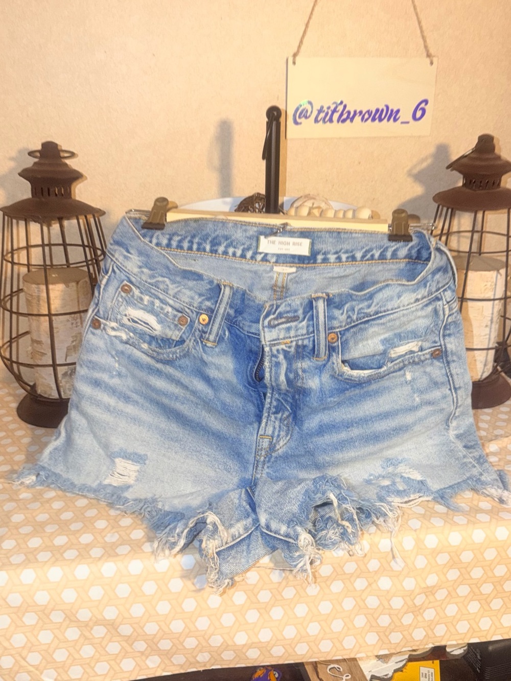 American Eagle Outfitters Light Blue Distressed Denim Shorts